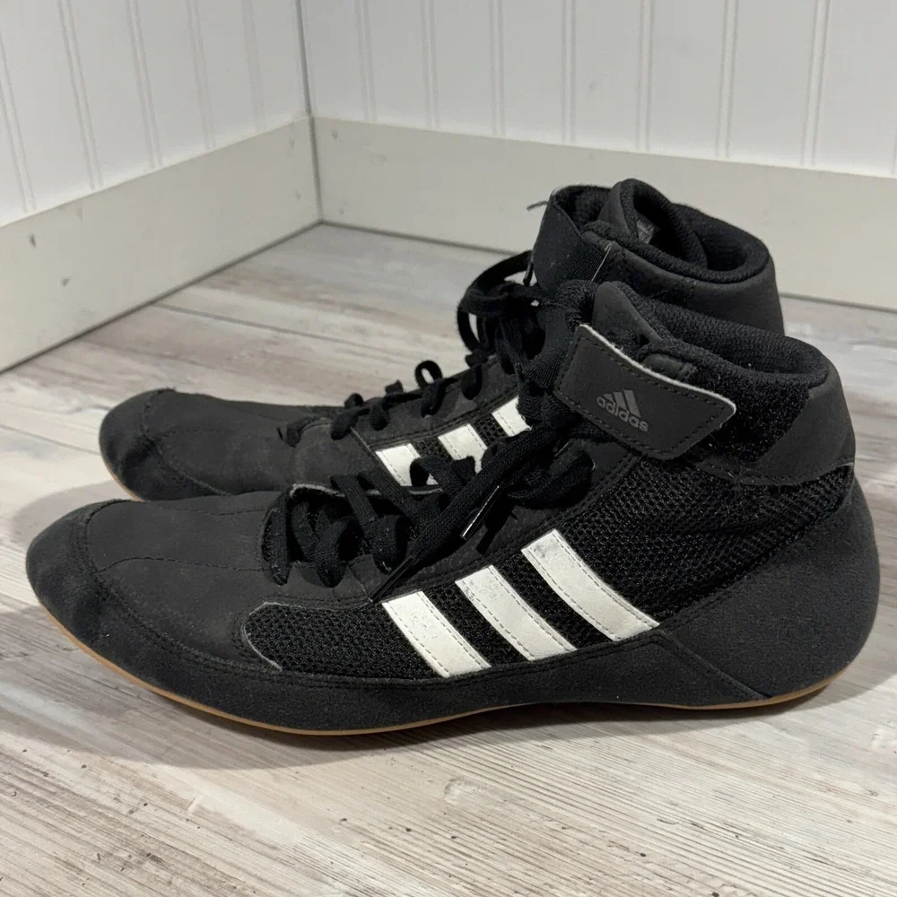 Adidas HVC2 Wrestling Shoes Men's Size 10.5 Black‎ Mesh High Top MMA Boxing